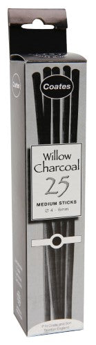 Coates Willow Charcoal Medium (5-6mm) for rich tones, smooth application, and eco-friendly artistry.