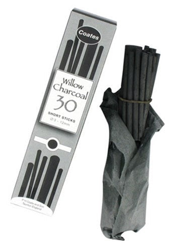 Coates Willow Charcoal Short Lengths: premium artist-grade charcoal for fine art, drawing, and sketching with rich blacks.