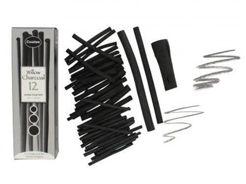 High-quality willow charcoal sticks (7-12mm) for vibrant drawings and smooth blending, perfect for artists and hobbyists.