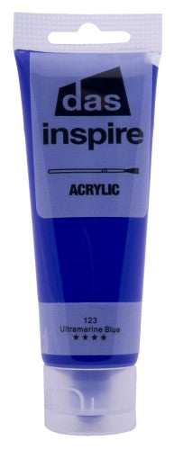 Vibrant 75ml Ultramarine Blue acrylic paint, perfect for blending and layering in various art projects.