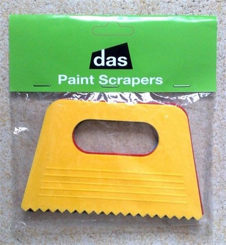 Set of 4 durable plastic paint scrapers designed for spreading and texturing paint in various mediums.