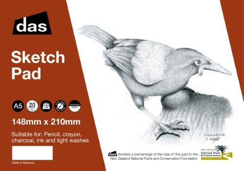 Das Sp Sketch Pad A5 with 20 premium sheets, spiral-bound for easy use, perfect for all artistic mediums.