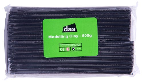 Das Modelling Clay 500g Black - versatile, pliable, non-drying clay ideal for artists and kids' crafting projects.