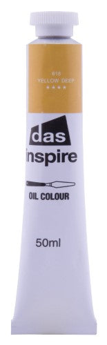 Vibrant 50ml Yellow Deep oil paint by Das Inspire, perfect for artists of all skill levels, ensuring rich color and smooth application.