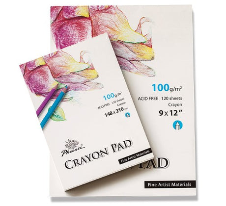PHOENIX CRAYON PAD A4 with 120 sheets of smooth paper for crayons and pencils, ideal for artists of all ages.