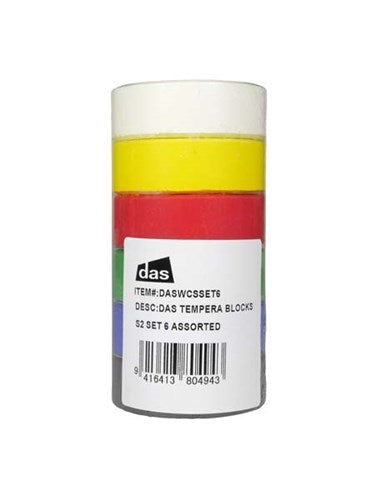 Vibrant Das Tempera Blocks S2 Set of 6, ideal for artists with smooth, opaque colors for various surfaces.