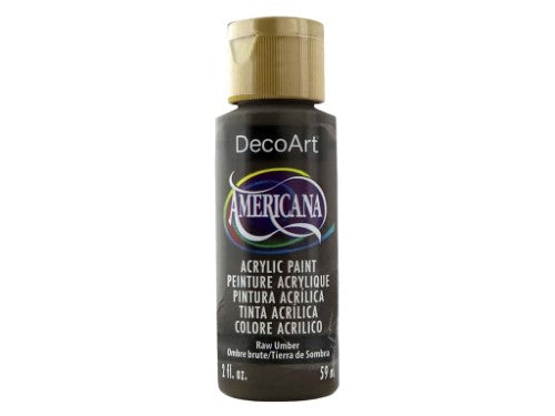 Americana Acrylic 2oz Raw Umber paint tube, showcasing rich color for versatile art and craft projects.