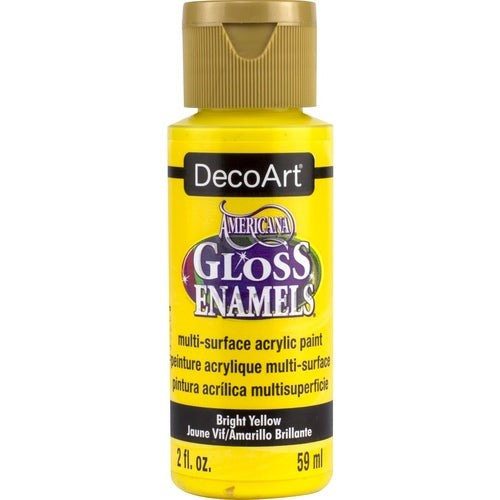 Bright Yellow Americana Gloss Enamel, 2oz, ideal for vibrant arts and crafts on various surfaces.