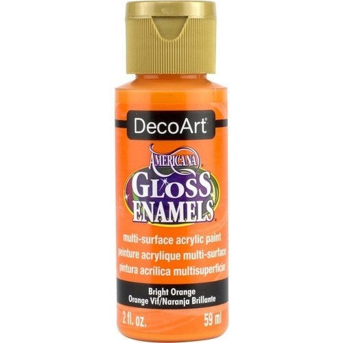 Americana Gloss Enamel 2oz in Bright Orange, vibrant acrylic paint for multi-surface artistry and crafts.