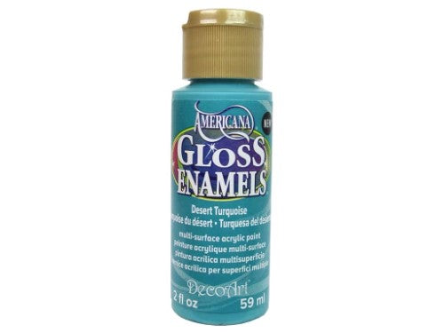 Americana Gloss Enamel 2oz in Desert Turq, vibrant acrylic paint for multi-surface creative projects and DIY crafts.