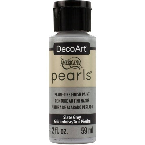 Americana Pearls 2oz in Slate Grey offers a soft shimmer for versatile art projects on various surfaces.
