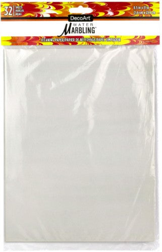 Decoart Water-Marbling Cleaning Paper: 32 premium 8.5x11 sheets for easy clean-up during water marbling projects.
