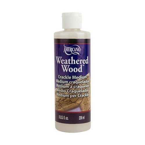 DECOART 8oz Weathered Wood Medium for creating vintage cracked wood finishes on various craft surfaces.