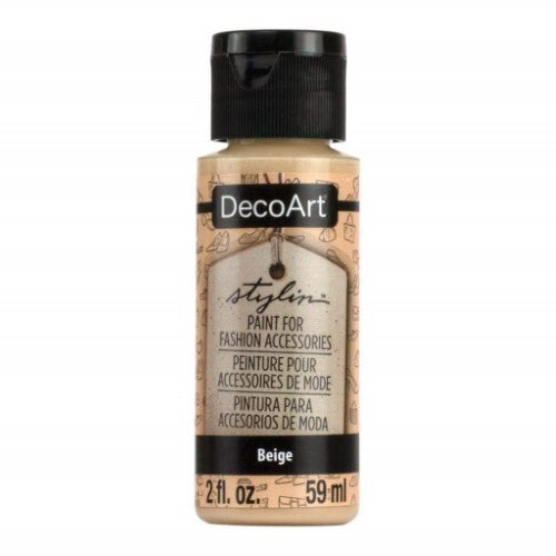 DecoArt Stylin Multi Surface Acrylic Paint 2oz, versatile for leather, canvas, with flexible, durable finish.