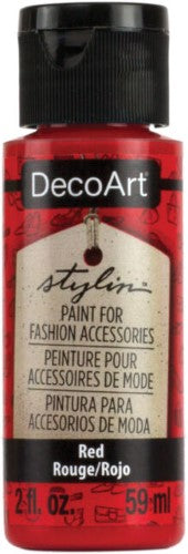 DecoArt Stylin 2oz Turquoise: vibrant multi-surface acrylic paint for rejuvenating leather and canvas with durable finish.