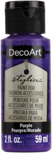 DecoArt Stylin 2oz Purple acrylic paint for versatile DIY projects on leather, canvas, and more with a flexible, durable finish.