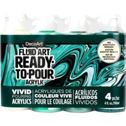 Decoart Fluidart Sooth Nature Paint Pouring Kit with vibrant, ready-to-pour acrylic paints for effortless fluid art creativity.