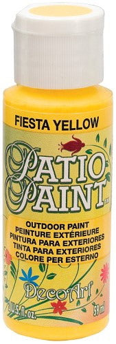 Vibrant 2oz Fiesta Yellow Acrylic Paint for outdoor projects, scuff resistant with a satin finish for long-lasting color.
