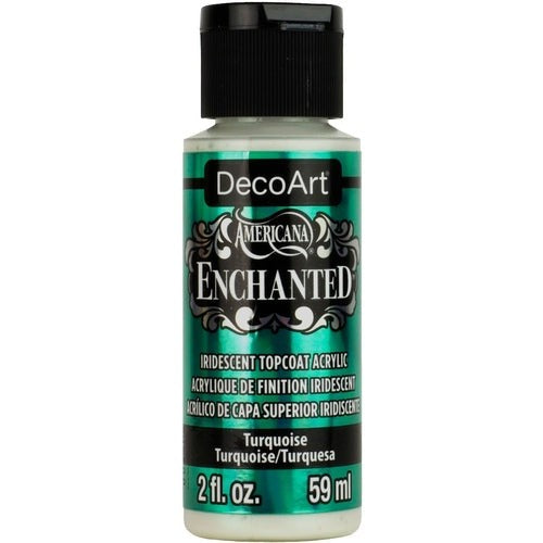 Decoart Enchanted 2oz Turquoise paint, featuring color-shifting effect for unique artistic creations.