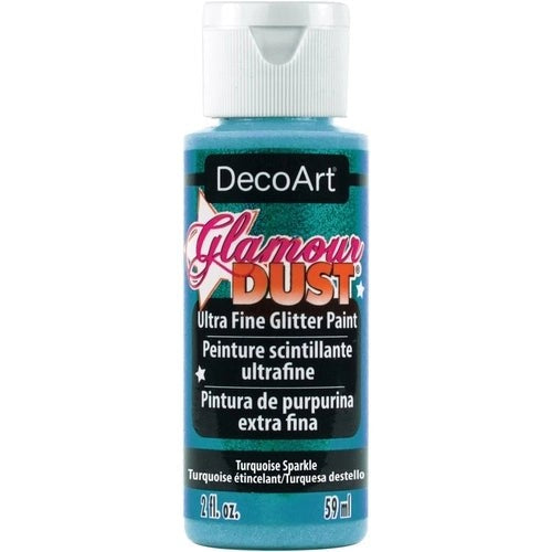 Glamour Dust 2oz Turquoise Sparkle, ultra-fine glitter paint for vibrant metallic effects on crafts and décor.