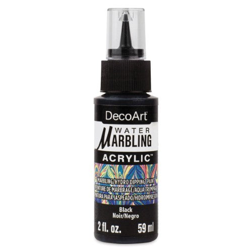 DecoArt Water-Marbling Paint in BLACK, 59ml, perfect for creating unique fluid designs on water surfaces.