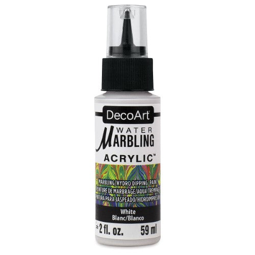 DecoArt Water-Marbling Paint in WHITE, 59ml, ideal for creating unique marbled designs on various surfaces.