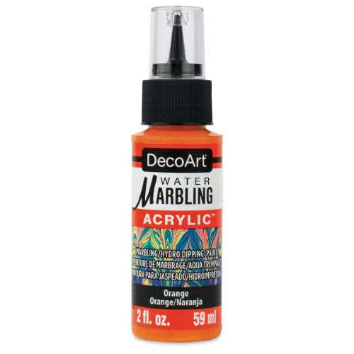 DecoArt Water-Marbling Paint in vibrant orange, perfect for creating unique patterns in water marbling projects.