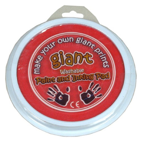 Giant 15cm red paint pad for kids, perfect for mess-free painting with palm printers and finger painters.