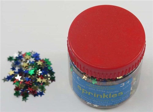 Vibrant star-shaped sprinkles in assorted colors, perfect for adding a magical touch to cakes and desserts.