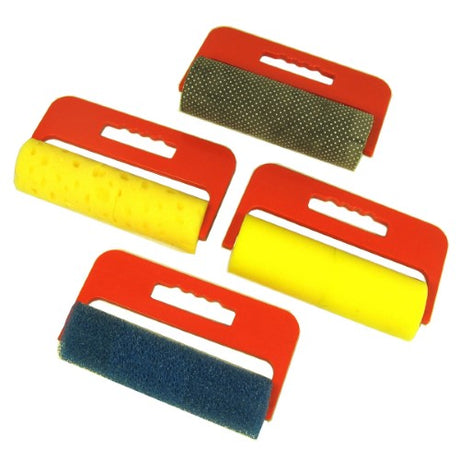Four giant paint rollers with unique textures for kids' creativity and fun artistic exploration.