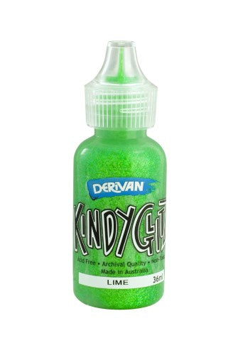 Lime glitter glue in a 36ml squeeze bottle, perfect for kids' crafts, cardmaking, and scrapbooking projects.