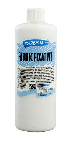 Derivan 500ml Fabric Fixative enhances textile art by preserving vibrant colors and preventing fading on various fabrics.