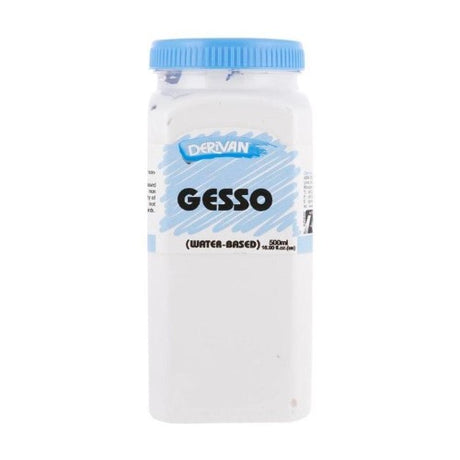Derivan 2L Gesso provides a strong white priming surface for canvas, board, and paper, enhancing paint adhesion and texture.