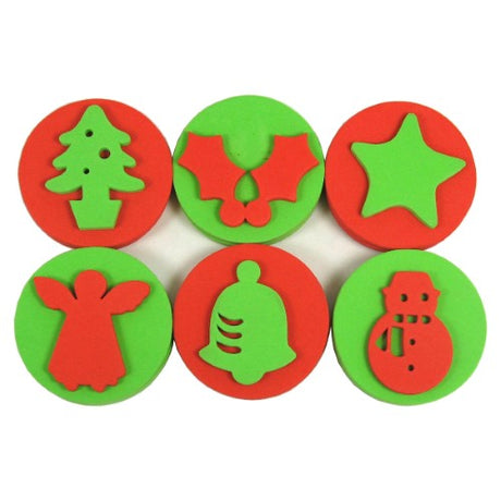 Set of 6 Christmas palm printers with elastic straps for easy grip, perfect for kids' holiday crafting and creativity.