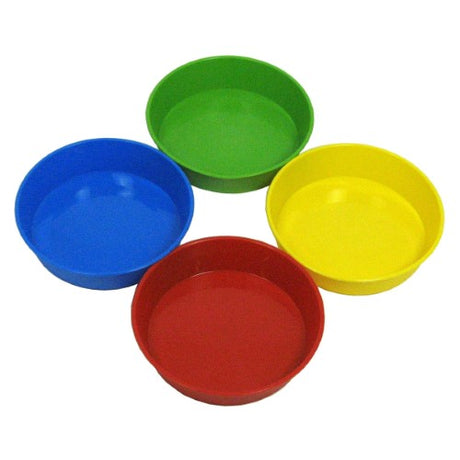 Set of 4 colorful sponge dip bowls for kids' art projects, promoting creativity and easy paint storage.