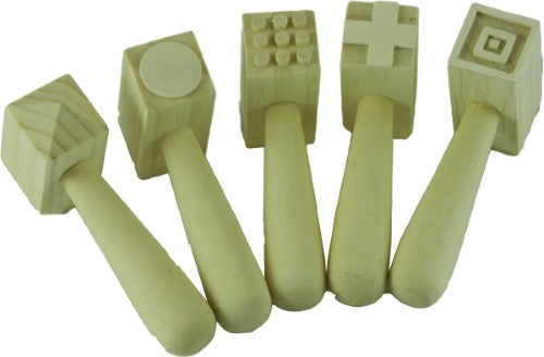 Dough Tools - Wooden Pattern Hammers Set of 5