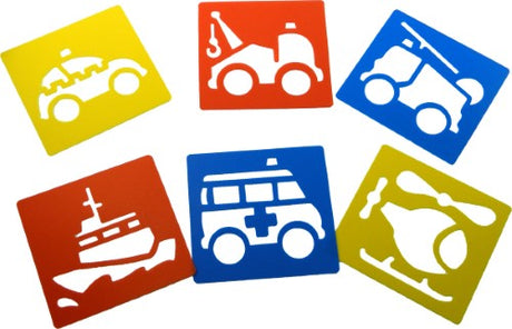 Durable washable plastic stencils featuring emergency service themes, perfect for kids' creative projects and learning.