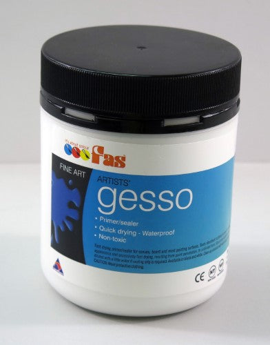 Artist Primer Fas Gesso Primer 500ml for a smooth, fast-drying, waterproof surface, ideal for oils and acrylics.
