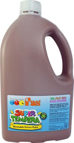 Fas Super Tempera 2ltr Umber paint, non-toxic, perfect for large-area painting, rich pigmentation, and quick-drying creamy texture.