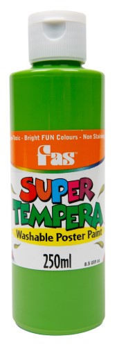 Fas Super Tempera 250ml Leaf: vibrant, non-toxic paint perfect for art projects, easily washable and quick-drying.