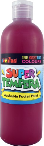 Fas Super Tempera 500ml in Burgundy, vibrant non-toxic paint for safe arts, crafts, and educational projects.