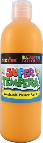 Fas Super Tempera 500ml Dp Yellow paint bottle, ideal for vibrant, washable art projects and safe for children.
