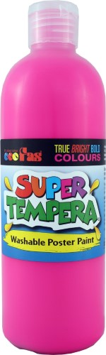 Fas Super Tempera 250ml in vibrant Fluo Magenta, non-toxic paint perfect for arts, easy to wash and quick drying.