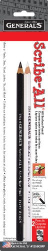 Scribe All Black & White grease pencil set for versatile marking on various surfaces, includes two easy-to-use pencils.