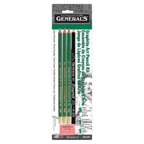 Premium 4-piece Graphite/Layout pencil set with eraser, featuring smooth graphite and stylish dark green hex design.