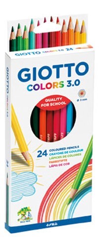 Giotto Colors 3.0 Pencils Box of 24, vibrant, eco-friendly artist pencils with 3 mm lead for smooth coloring and shading.