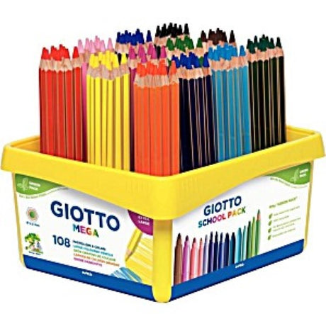 Giotto Mega Pencils 120's: Chunky colored pencils for kids, durable and vibrant, perfect for imaginative artwork.