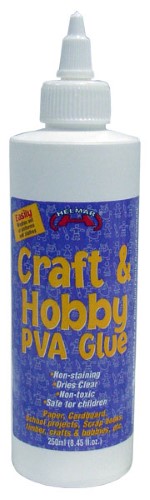 Helmar Craft & Hobby PVA Glue 250ml bottle for versatile crafting, paper, and DIY projects with quick-drying formula.