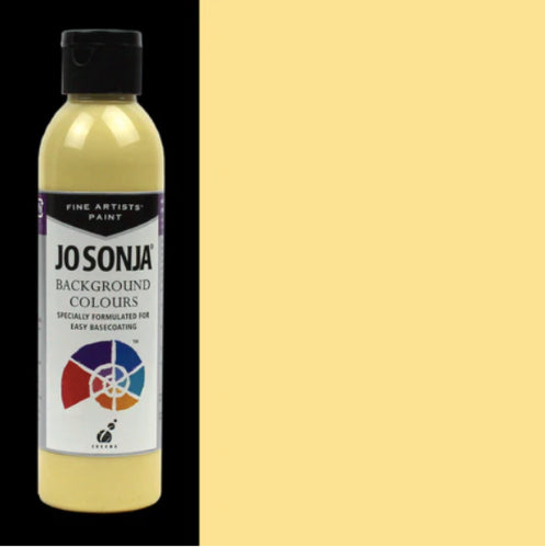 Jo Sonja's Primrose Acrylic Paint, 250ml, highly pigmented, ideal for smooth one-coat coverage on various surfaces.