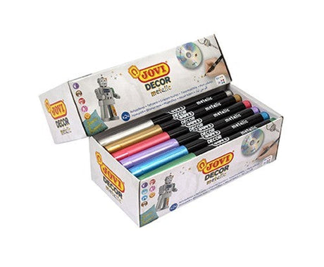 JoviDecor Metallic Pen Class Pack of 24 featuring vibrant, permanent metallic colors for diverse crafting projects.